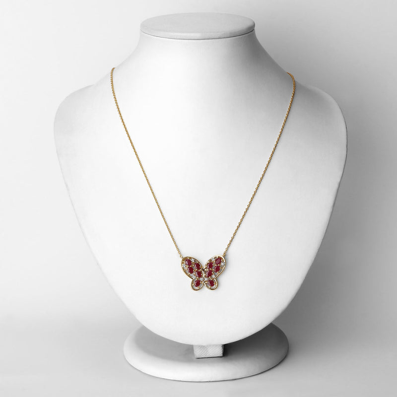 Bids.com 2.36 Carat Genuine Ruby and White Zircon .925 Sterling Silver Necklace Necklaces White Smoke
