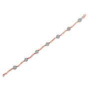 Bids.com .925 10k Rose Gold Over Sterling Silver 1.0 cttw Diamond Floral Link Bracelet (I-J Color,I3 Clarity) Bracelets White Smoke Rose.Sterling Silver / 7