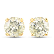 Bids.com 1.24 Carat Genuine LB Diamond 14K Yellow Gold Earrings Earrings White Smoke