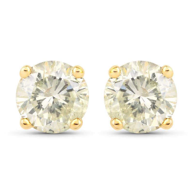 Bids.com 1.24 Carat Genuine LB Diamond 14K Yellow Gold Earrings Earrings White Smoke