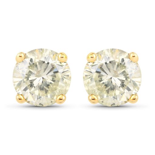 Bids.com 1.24 Carat Genuine LB Diamond 14K Yellow Gold Earrings Earrings White Smoke