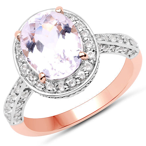 Bids.com 14K Rose Gold Plated 3.86 Carat Genuine Kunzite and White Zircon .925 Sterling Silver Ring Rings White Smoke size 6.00,size 7.00,size 8.00,size 8.50,size 5.00,size 5.50,size 6.50,size 7.50,size 9.00,size 10.00,size 10.50