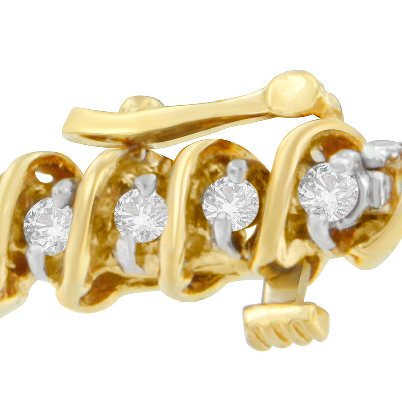 Bids.com 18K Yellow Gold Round Cut Diamond Spiral Link Bracelet (2.00 cttw, I-J Color, I1-I2 Clarity) Bracelets White Smoke Yellow.Gold / 7