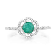 Bids.com 0.55 Carat Genuine Zambian Emerald and White Diamond 14K White Gold Ring Rings White Smoke size 5.00,size 6.00,size 7.00,size 8.00,size 9.00