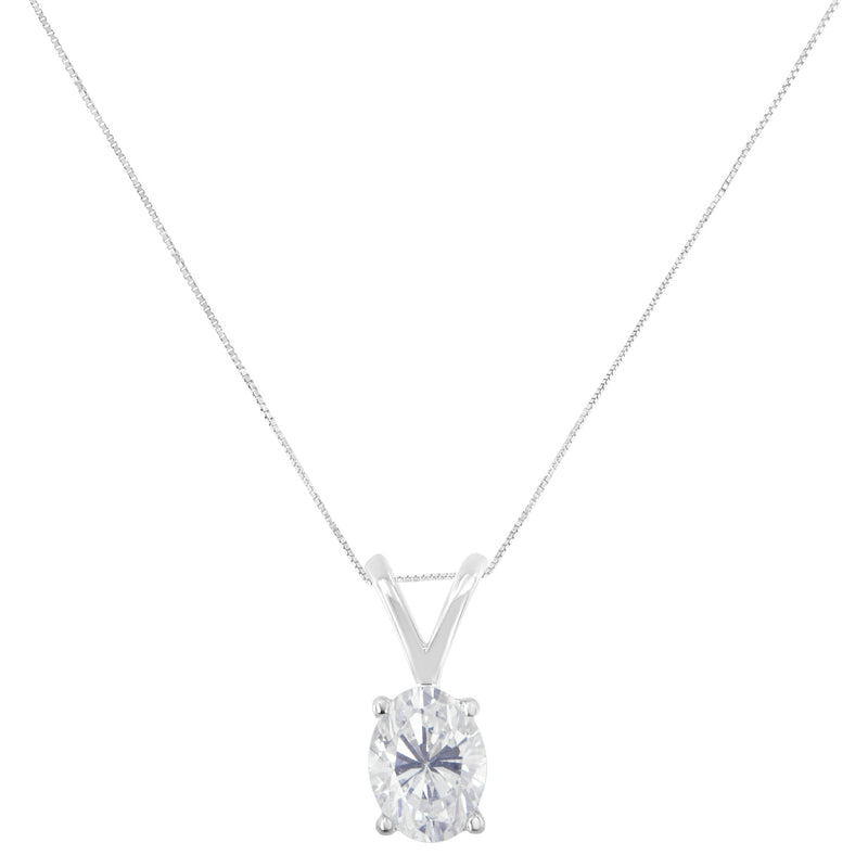 Bids.com IGI Certified 10K White Gold 3/8 cttw Prong Set Diamond Oval Pendant Necklace (I-J Color, I1 Clarity) - Size 18" Necklaces White Smoke White.Gold / 18
