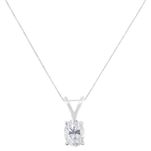 Bids.com IGI Certified 10K White Gold 3/8 cttw Prong Set Diamond Oval Pendant Necklace (I-J Color, I1 Clarity) - Size 18" Necklaces White Smoke White.Gold / 18