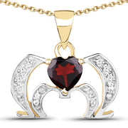Bids.com 14K Yellow Gold Plated 1.05 Carat Genuine Garnet and White Topaz .925 Sterling Silver Pendant Pendants White Smoke