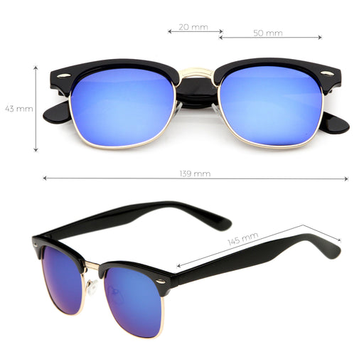 zeroUV Classic Square Colored Mirrored Lens Horn Rimmed Sunglasses C772 Sunglasses White Smoke Black Gold / Blue Mirror,Black Gold / Red Orange Mirror,Black Gold / Green Blue Mirror,Black Gold / Yellow Mirror,Shiny Black Silver / Silver Mirror,Matte Black Gold / Silver Mirror