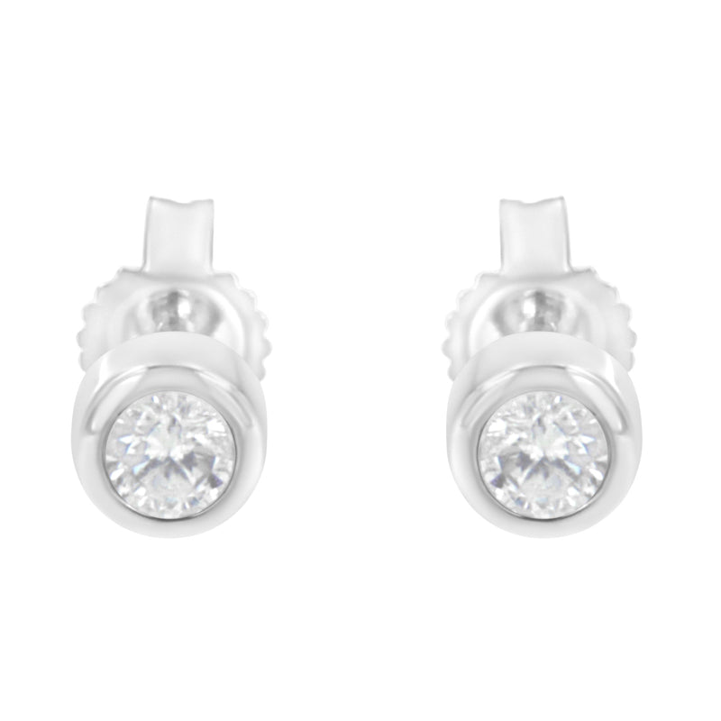 Bids.com 10K White Gold 1/5 Cttw Round Brilliant-Cut Near Colorless Diamond Bezel-Set Stud Earrings (H-I Color, I1-I2 Clarity) Earrings White Smoke Yellow.Gold,White.Gold,10k Yellow Gold