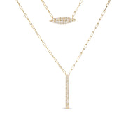 Bids.com 14K Yellow Gold 3/8 Cttw Two-Strand Marquise and Bar Charm Paper Clip Link Pendant Necklace  (I-J Color, I1-I2 Clarity) -18" and 20" Inch Lengths Necklaces White Smoke Yellow.Gold / 20