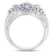 Bids.com 1.65 Carat Genuine Tanzanite and White Topaz .925 Sterling Silver Ring Rings White Smoke size 7.50,size 6.00,size 7.00,size 8.00,size 9.00,size 5.00