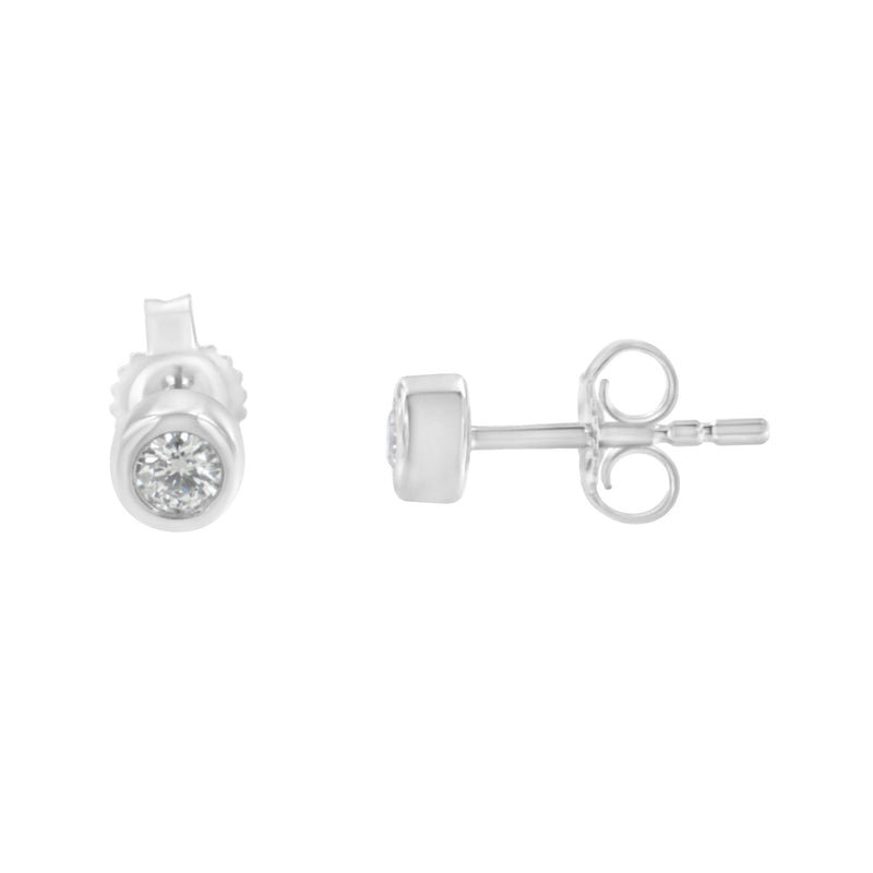 Bids.com 10K White Gold 0.15 Cttw Round Brilliant-Cut Near Colorless Diamond Bezel-Set Stud Earrings (H-I Color, I1-I2 Clarity) Earrings White Smoke Yellow.Gold,White.Gold,10k Yellow Gold