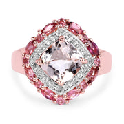 Bids.com 14K Rose Gold Plated 3.11 Carat Genuine Morganite, Pink Tourmaline & White Topaz .925 Sterling Silver Ring Rings White Smoke size 6.00,size 7.00,size 8.00,size 9.00,size 7.50,size 5.00,size 10.00