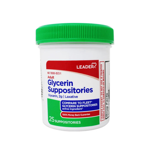 Leader Leader Adult Glycerin Suppositories, 2 Gram (25 Count) Medicine & Drugs White Smoke