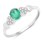 Bids.com 0.36 Carat Genuine Zambian Emerald and White Diamond 14K White Gold Ring Rings White Smoke size 5.00,size 6.00,size 7.00,size 8.00,size 9.00