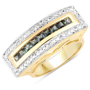 Bids.com 1.08 Carat Genuine Green Sapphire .925 Sterling Silver Ring Rings White Smoke size 7.50,size 6.00,size 7.00,size 8.00,size 9.00,size 5.00