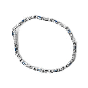 Bids.com 10K White Gold 5x4mm Oval Sapphire Gemstone and 1/10 Cttw Diamond Prong Set "X" Link Bracelet - Size 7" (H-I Color, SI1-SI2 Clarity) Bracelets White Smoke White.Gold / 7