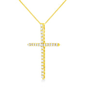 Bids.com 10K Yellow Gold Plated .925 Sterling Silver 3.0 Cttw Prong-Set Round Brilliant Cut Diamond Cross 18" Pendant Necklace (J-K Color, I1-I2 Clarity) Necklaces White Smoke Yellow.Sterling Silver / 18