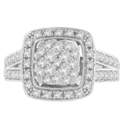 Bids.com 10K White Gold Diamond Cluster Ring (1 Cttw, H-I Color, SI2-I1 Clarity) - Size 6-1/2 Rings White Smoke 6.75 / White.Gold,7 / White.Gold,6.5 / White.Gold