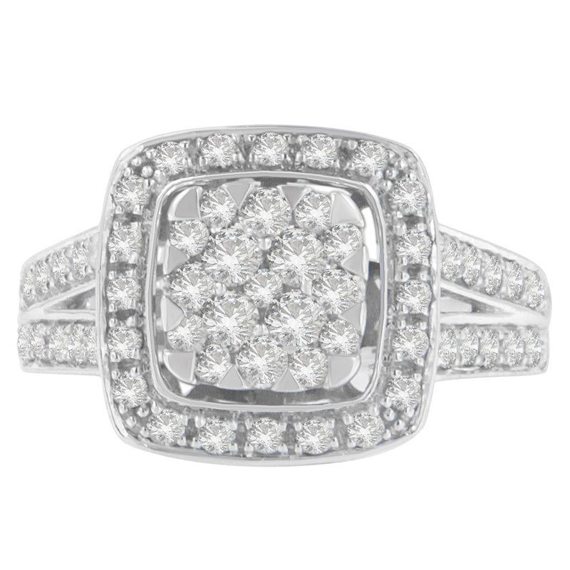 Bids.com 10K White Gold Diamond Cluster Ring (1 Cttw, H-I Color, SI2-I1 Clarity) - Size 6-1/2 Rings White Smoke 6.75 / White.Gold,7 / White.Gold,6.5 / White.Gold