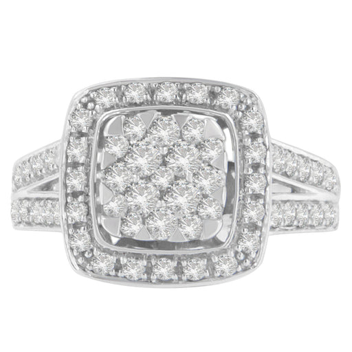 Bids.com 10K White Gold Diamond Cluster Ring (1 Cttw, H-I Color, SI2-I1 Clarity) - Size 6-1/2 Rings White Smoke 6.75 / White.Gold,7 / White.Gold,6.5 / White.Gold