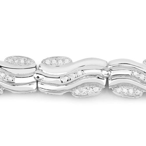 Bids.com 0.84 Carat Genuine White Diamond .925 Sterling Silver Bracelet Bracelets Light Gray size 8.25