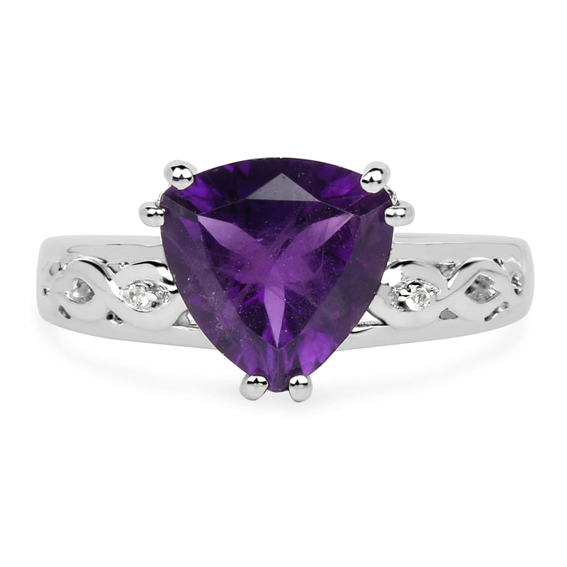 Bids.com 2.71 Carat Genuine Amethyst and White Topaz .925 Sterling Silver Ring Rings White Smoke size 6.00,size 8.00,size 7.00,size 5.00,size 9.00