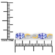 Bids.com 1.81 Carat Genuine Tanzanite and White Topaz .925 Sterling Silver Bracelet Bracelets White Smoke size 10.00