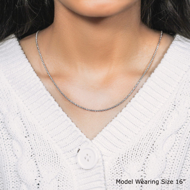 Bids.com Sterling Silver 1.5mm Adjustable Sparkle Chain Necklaces Lavender 22 / Sterling Silver