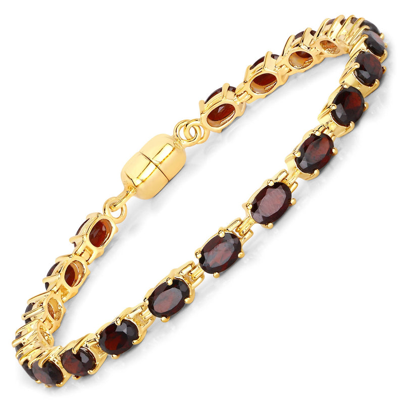 Bids.com 10.20 Carat Genuine Garnet .925 Sterling Silver Bracelet Bracelets White Smoke size 7.00