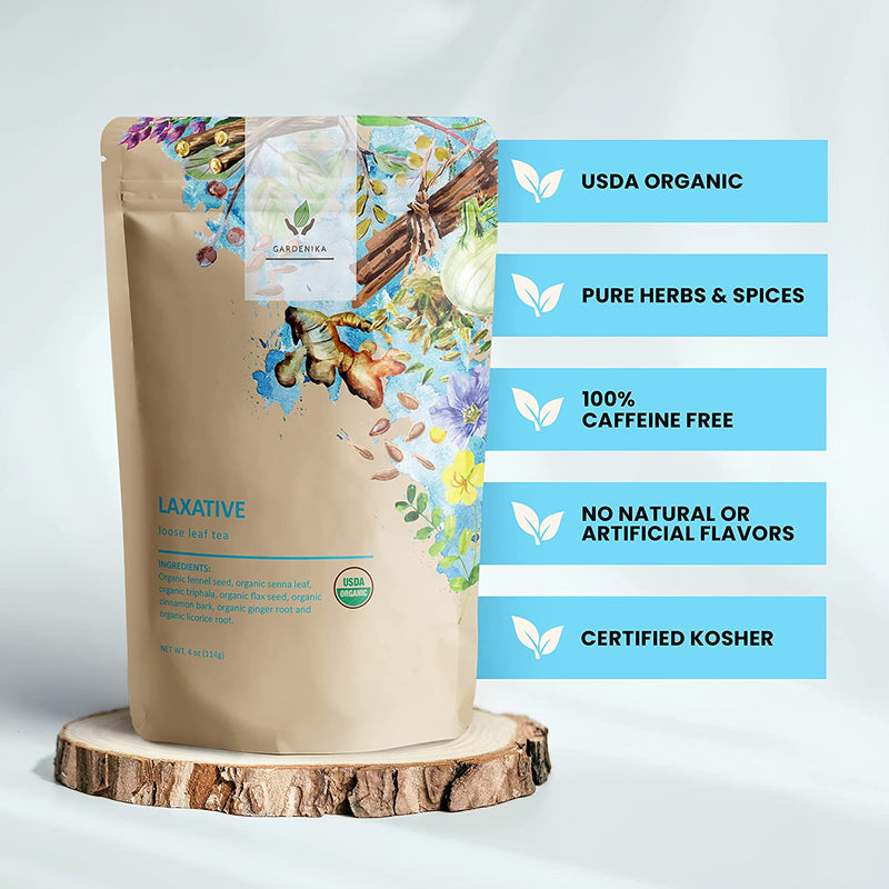 Gardenika Shop Constipation Relief Tea, Gentle Laxative | Senna & Fennel | Organic Loose Leaf Tea Lavender