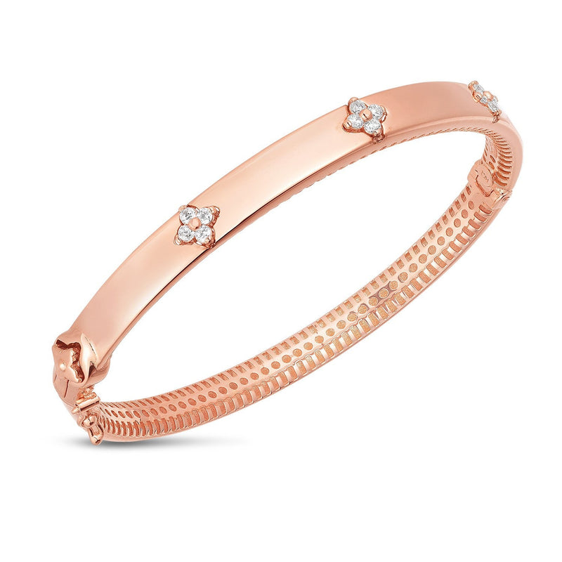 Bids.com 14k Rose Gold Trilogy Diamond Bangle (5.40 mm) Bracelets White Smoke 7 / Rose Gold