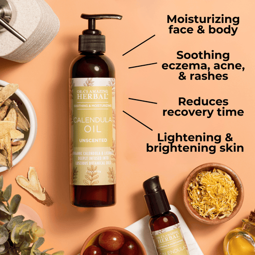 Ora's Amazing Herbal Calendula Oil with Licorice Bath & Body Light Salmon 7.5 oz,2 oz