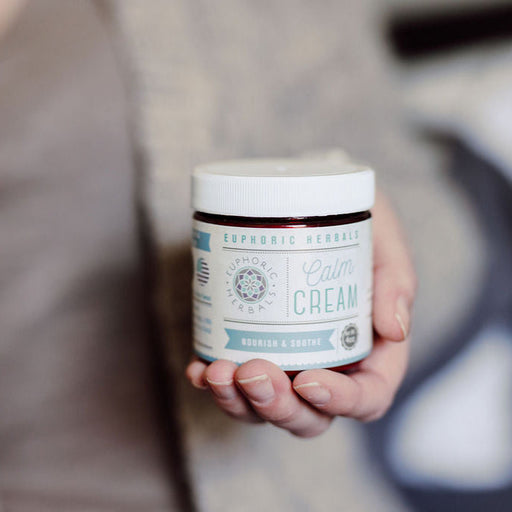 Euphoric Herbals Calm Cream Moisturizer Salve Dark Gray 8oz,4oz,1oz