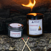 Brigid Trading Company Campfire Soy Wax Candle - Mesquite, Cedarwood, and Campfire Smoke Premium Scented Candle Black 7oz amber jar,3oz pewter tin