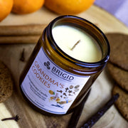Brigid Trading Company Grandma's Cookies Soy Wax Candle - Cinnamon, Clove, Nutmeg, Ginger, Vanilla, and Citrus Aromatherapy Candle Black 7oz amber jar,3oz pewter tin