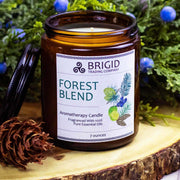 Brigid Trading Company Forest Blend Soy Wax Candle - Juniper, Pine, Balsam, Cedar, and Lime Aromatherapy Candle Black 7oz amber jar