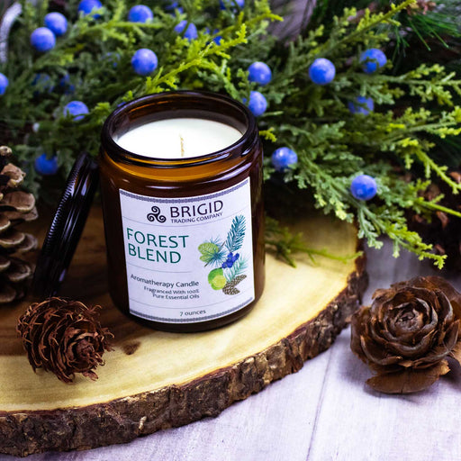 Brigid Trading Company Forest Blend Soy Wax Candle - Juniper, Pine, Balsam, Cedar, and Lime Aromatherapy Candle Lavender 7oz amber jar,3oz pewter tin