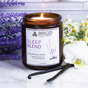 Brigid Trading Company Sleep Blend Soy Wax Candle - Lavender, Chamomile, and Vanilla Aromatherapy Candle White Smoke 7oz amber jar
