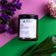 Brigid Trading Company The Florist Soy Wax Candle - Jasmine, Ylang Ylang, Helichrysum, and Sandalwood Aromatherapy Candle Forest Green 7oz amber jar,3oz pewter tin