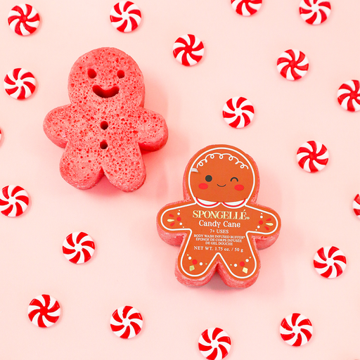 Spongellé Candy Cane | Holiday Gingerbread Body Wash Infused Buffer Orange Red