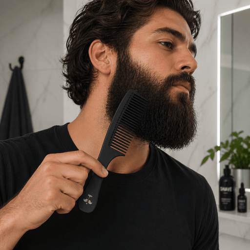 Shave Essentials Carbon Wide Tooth Comb Combs & Brushes Black BLACK,RED