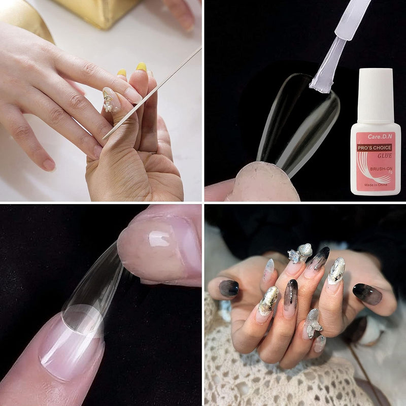 VIP Extensions Care.D.N Glue On Nails, Brush On Nail Glue Press-On Nails Black