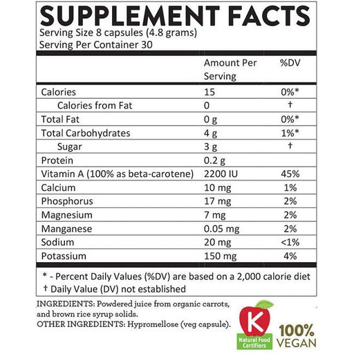 Hallelujah Diet CarrotJuiceMax Capsules Dehydrated Juice Powder Light Gray