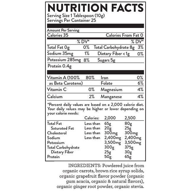 Hallelujah Diet CarrotJuiceMax - Grapefruit/Ginger Dehydrated Juice Powder Black