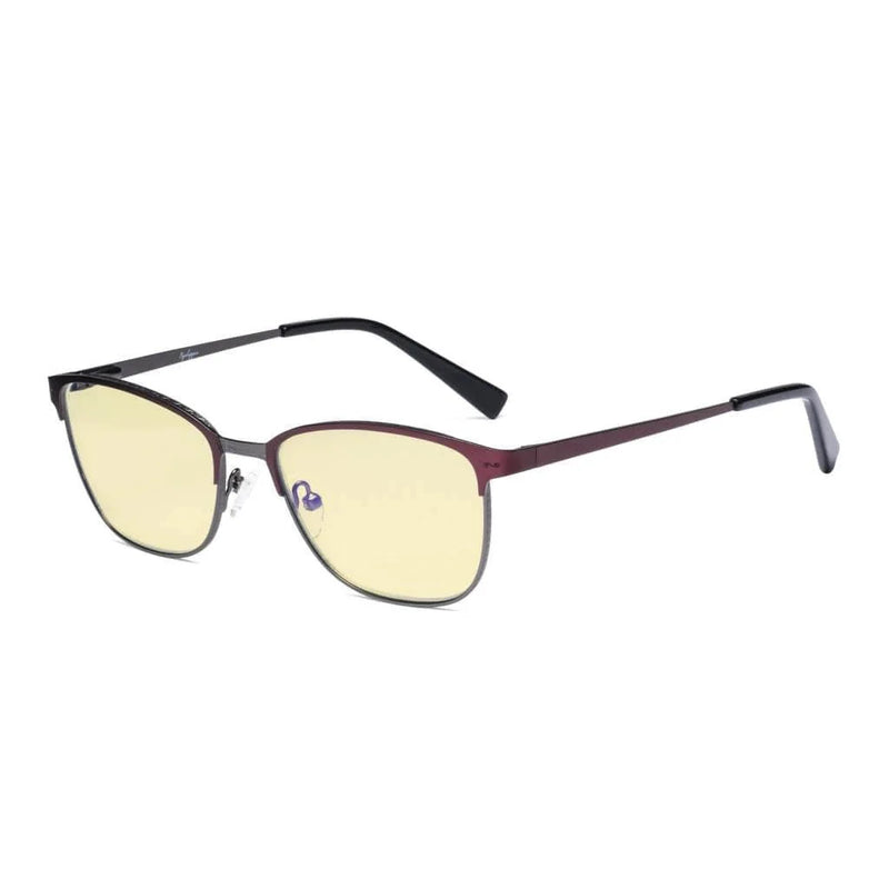eyekeeper.com Cat-eye Blue Light Blocking Eyeglasses LX19017-BB60 Eyeglasses White Smoke Red Gunmetal / without magnification
