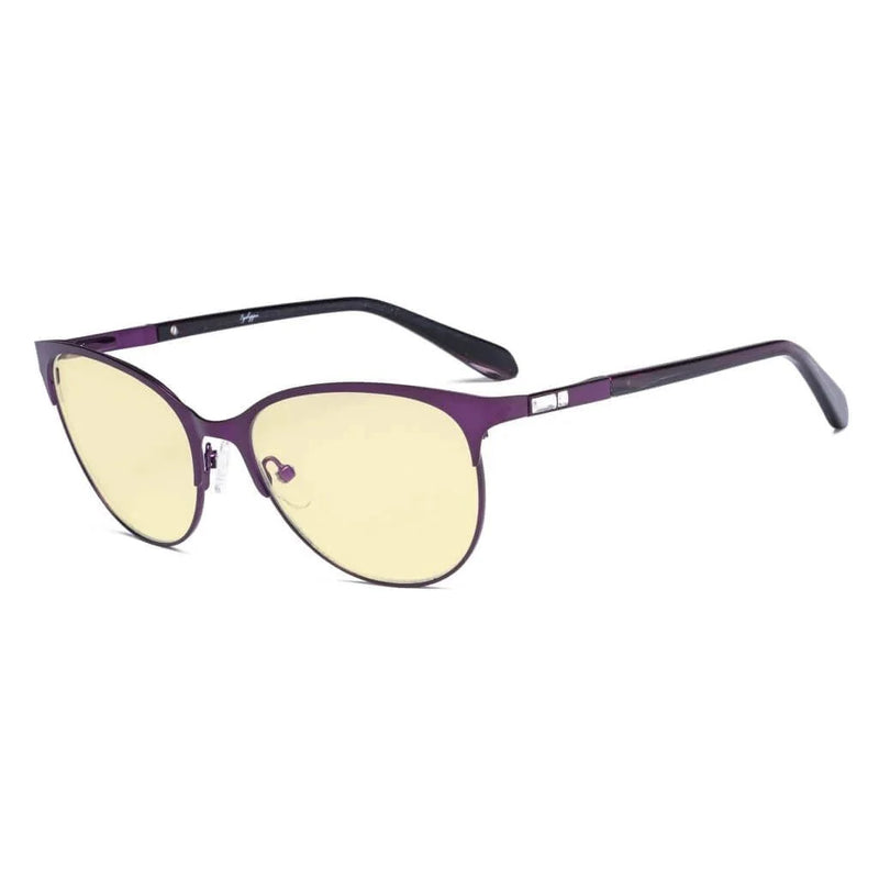 eyekeeper.com Cat-eye Blue Light Blocking Eyeglasses LX19024-BB60 Eyeglasses White Smoke Purple / without magnification
