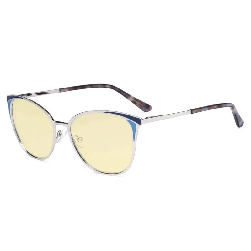 eyekeeper.com Cat-eye Blue Light Blocking Eyeglasses LX19031-BB60 Eyeglasses White Smoke Silver / without magnification
