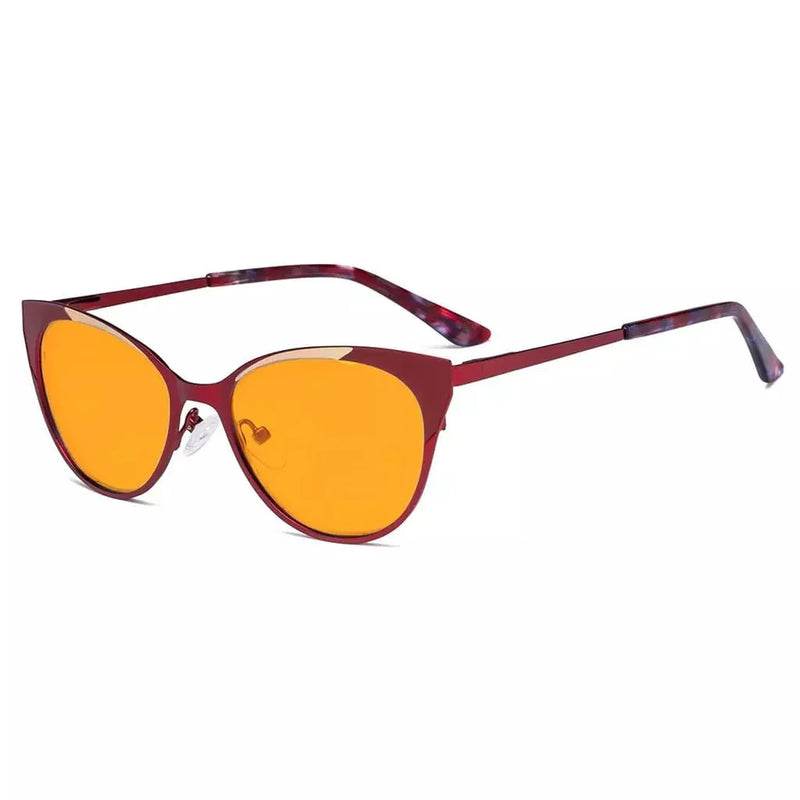 eyekeeper.com Cat-eye Blue Light Blocking Eyeglasses LX19033-BB98 Eyeglasses White Smoke Red / without magnification