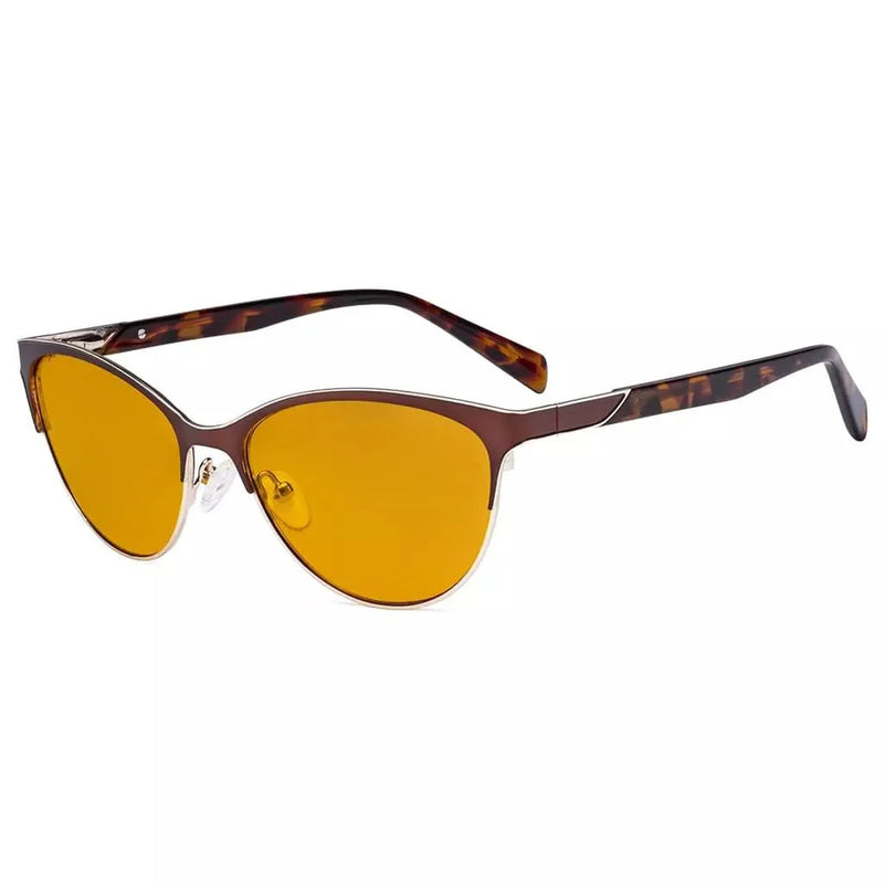 eyekeeper.com Cat-eye Blue Light Blocking Eyeglasses LX19038-BB98 Eyeglasses White Smoke Brown / without magnification